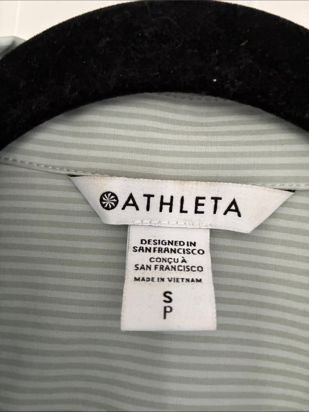 Athleta Mint Green Striped Button-Up Blouse - Picture 2 of 4